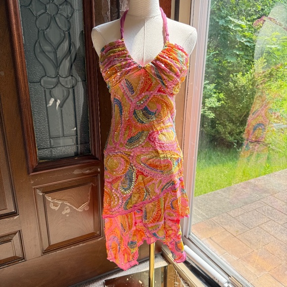 BCBG Maxazaria Y2K Pink Sequin Dress - Picture 1 of 7
